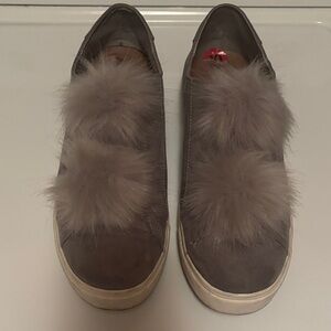 Steve Madden Gray Sneakers with Fur Accents